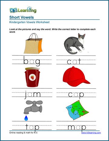 vowel sounds vowel worksheets kindergarten phonics worksheets - find ...