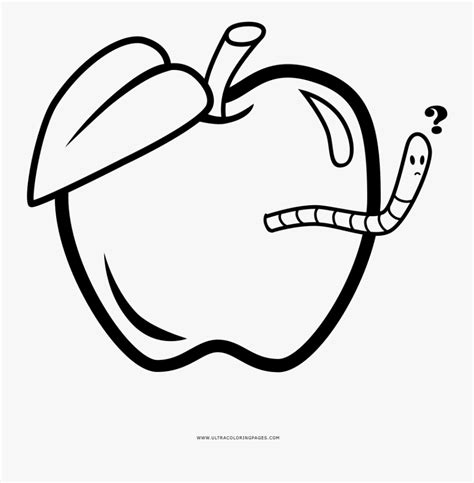 Apple Worm Coloring Page - Line Art , Free Transparent Clipart - ClipartKey