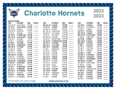 Printable 2022-2023 Charlotte Hornets Schedule