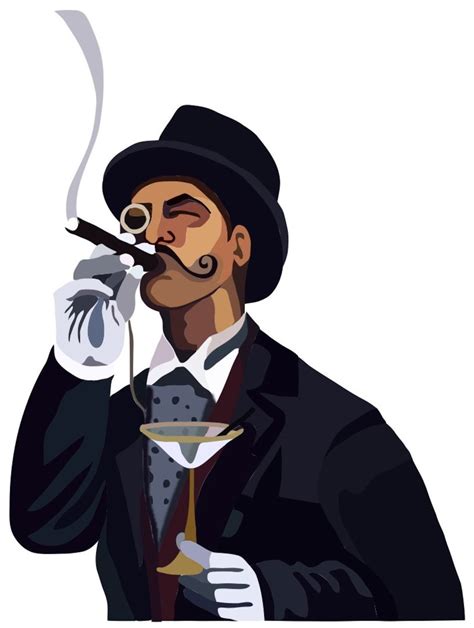 Man in Top Hat Smoking Cigar Digital Art - Etsy