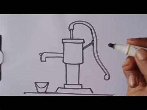 How to draw Hand water pump/Water pump drawing step by step for kids ...