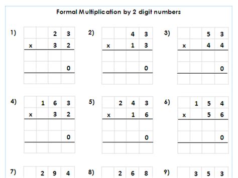 Year 5 /6 Formal Multiplication by 2 digit numbers - Differentiated worksheets | Teaching Resources