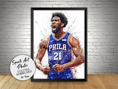 Joel Embiid Poster Philadelphia 76ers Wall Art Printable - Etsy