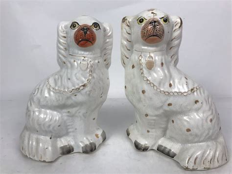 Pair Of Vintage English Staffordshire Dogs 10H