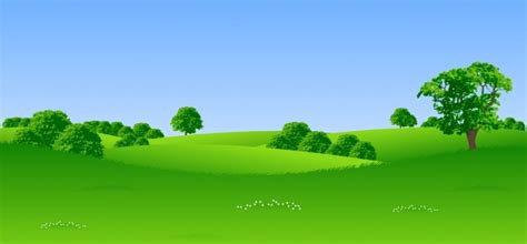 Landscape background green meadow decor 3d cartoon design Vectors ...