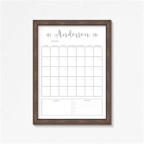 Dry Erase Calendar Printable-chalkboard Dry Erase-cutomizable Mulitple ...