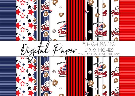 Baseball Digital Paper, Baseball Background Pattern, Scrapbook Papers By Personal Epiphany ...