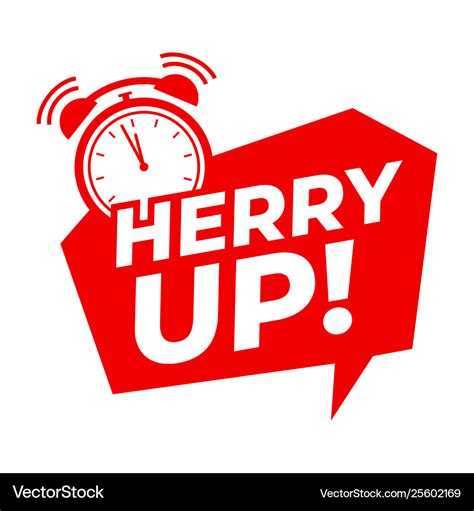 Hurry up with alarm clock symbol Royalty Free Vector Image