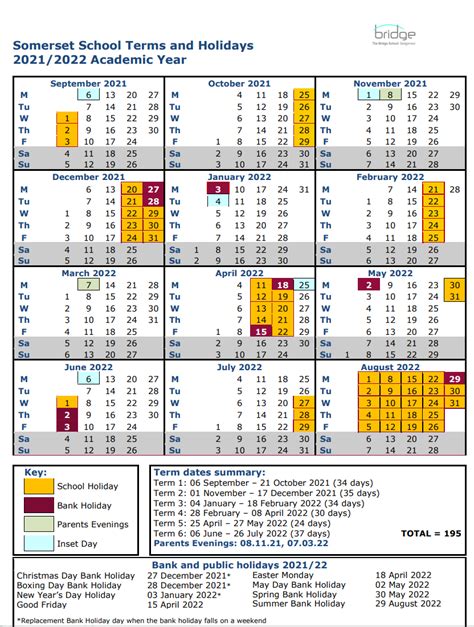 The Bridge School - Term Dates