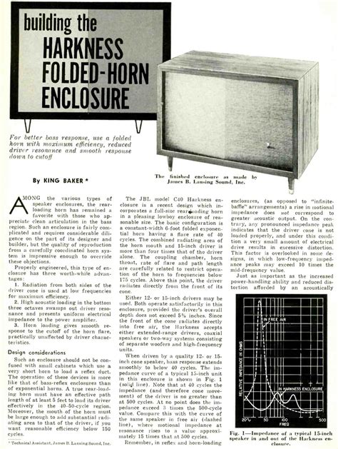 retro vintage modern hi-fi: JBL Harkness Folded Horn Enclosure Plans