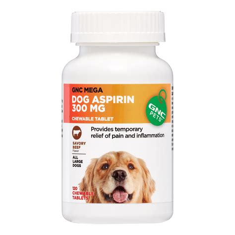 GNC Pets Mega Dog Aspirin 300 Mg for Large Dogs, Savory Beef Flavor, 120 Chewable Tablets ...