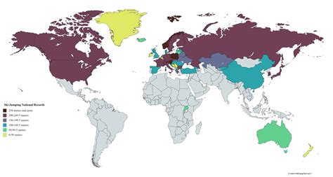 Ski Jumping National Records [6460x3455] [OC] : MapPorn