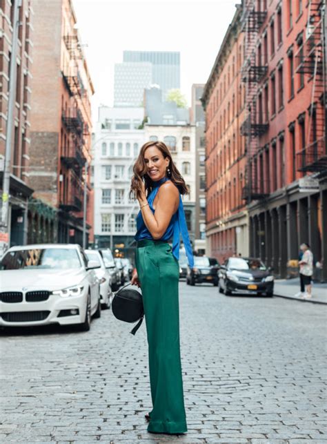 Sydne Style wears emerald green pants for holiday outfit ideas | Sydne Style