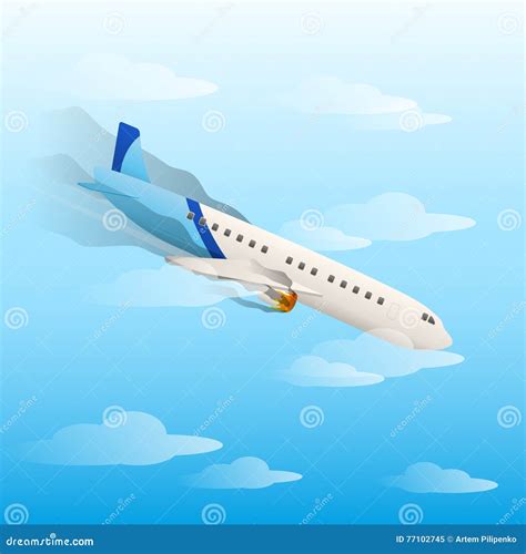 Plane Crash Vector Flat Style. Stock Vector - Illustration of flat ...