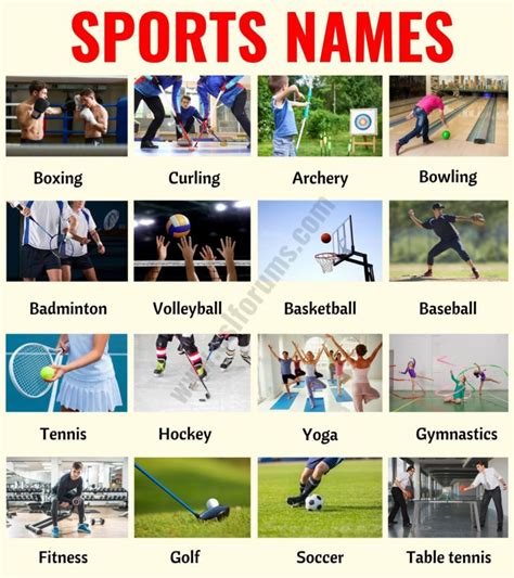 List of Sports: 35+ Useful Names of Sports and Games in English - ESL Forums