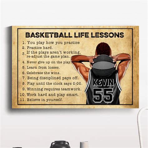 Personalized Motivational Basketball Life Lessons Poster for Basketbal ...