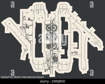 Dallas Fort Worth International Airport map art Stock Vector Image & Art - Alamy