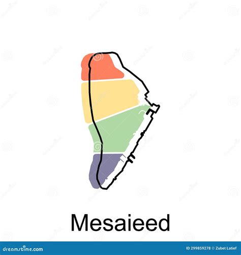 Mesaieed Map, Flat Vector with High Details. Qatar Administrative Map with International Border ...