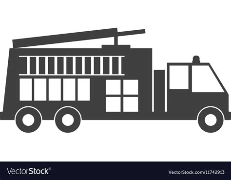 Monochrome silhouette with fire truck Royalty Free Vector