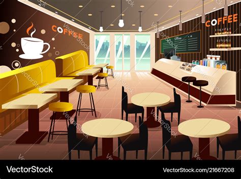 Interior of a modern coffee shop Royalty Free Vector Image