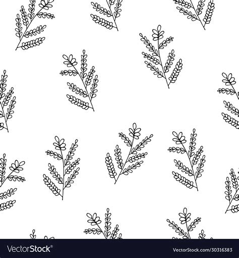 Seamless pattern forest leaves hand drawn Vector Image