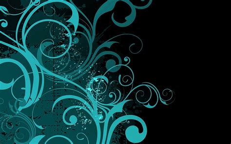 Abstract Flowers, Turquoise and Black HD wallpaper | Pxfuel