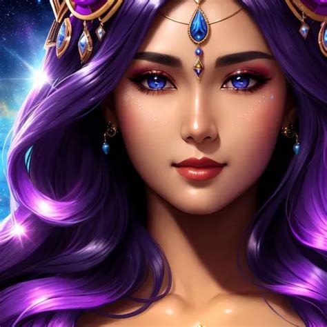 Cosmic Epic Beautiful goddess, facial closeup
