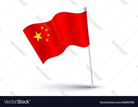 China flag in 3d style Royalty Free Vector Image