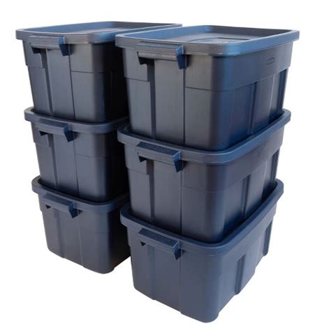 Rubbermaid Roughneck Tote 14 Gallon Stackable Storage Container W/ Stay Tight Lid & Easy Carry ...