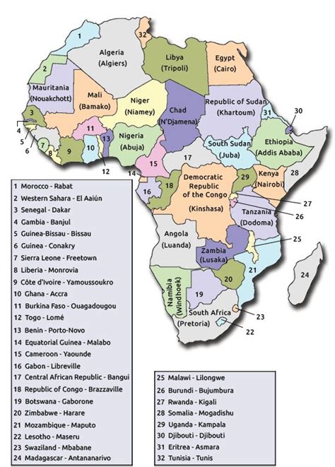 african countries and capitals - Google Search | List of african countries, Africa map, World ...