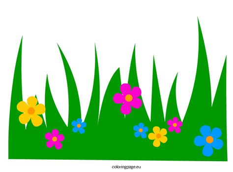 Grass with flowers clip art coloring page - WikiClipArt