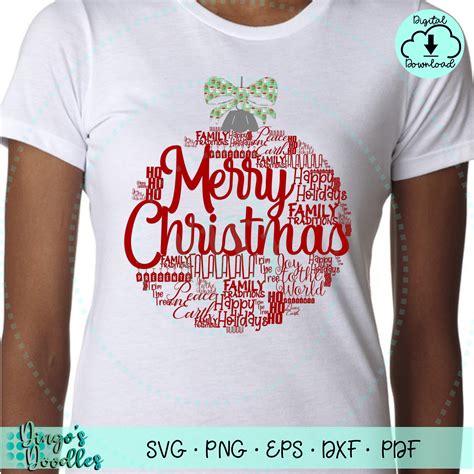 Merry Christmas SVG PNG Ornament Shaped Words of Holiday Cheer - Etsy