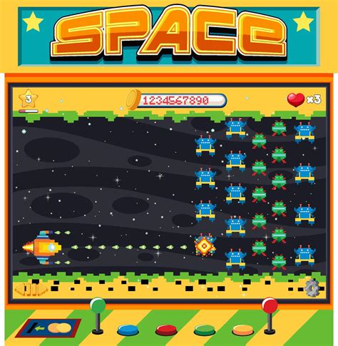 Aarcade pixel space game interface 5157147 Vector Art at Vecteezy