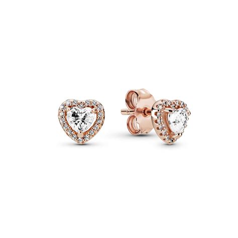 Pandora Rose Gold Sparkling Elevated Heart Earrings Argento.com