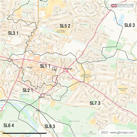 Slough Vector Street Map