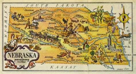 Nebraska Pictorial Map, 1946 | Pictorial maps, Map, Vintage maps