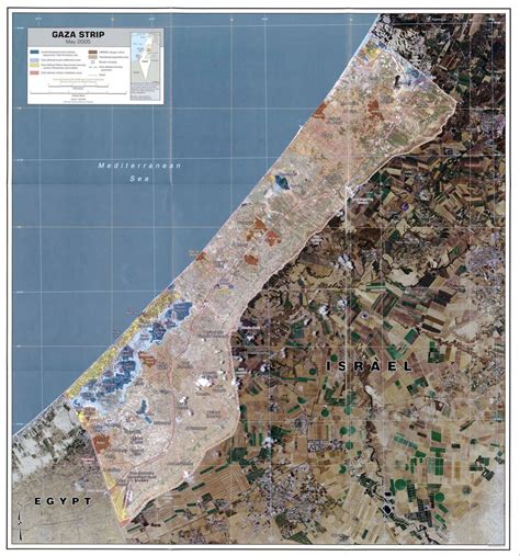 Large detailed satellite map of Gaza Strip with roads, cities and other marks - 2005 | Gaza ...