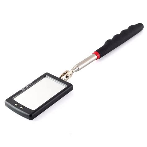 NEW LED Lighted Rectangular Telescoping Inspection Mirror Extending Car Angle View-in Convex ...