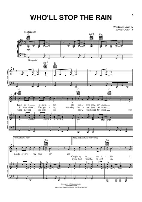 Who'll Stop The Rain" Sheet Music by Creedence Clearwater Revival for Piano/Vocal/Chords - Sheet ...