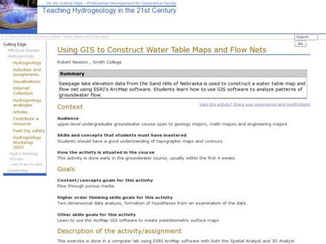 Using GIS to Construct Water Table Maps and Flow Nets Lesson Plan for Higher Ed | Lesson Planet