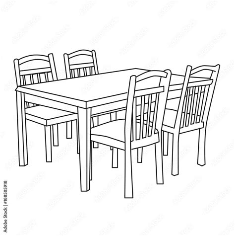 sketch dining table with chairs Stock Vector | Adobe Stock