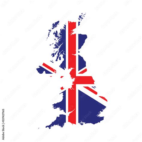 This image consist UK flag in UK map. United Kingdom map is masked with ...