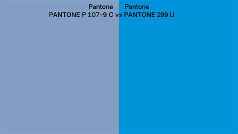 Pantone P 107-9 C vs PANTONE 299 U side by side comparison