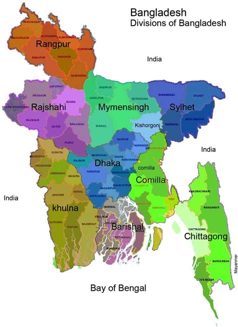 Map of Bangladesh in the world - Divisions name | Sylhet, Town map, Mymensingh