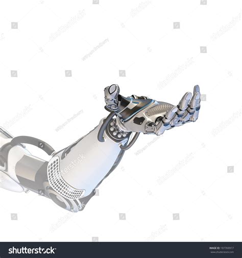 Cybernetic Arm Isolated On White Background. Sci-Fi Robot Giving Hand Stock Photo 197769917 ...