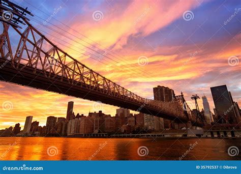 Queensboro Bridge At Night Stock Photo Image Of Place