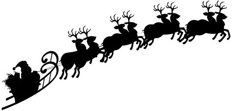 Reindeer Santa Claus Silhouette Sled Clip art - Santa Sleigh Silhouette ...