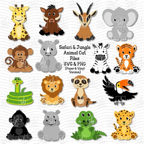 Animal SVG Safari Animals SVG Jungle Animals SVG Cute - Etsy México