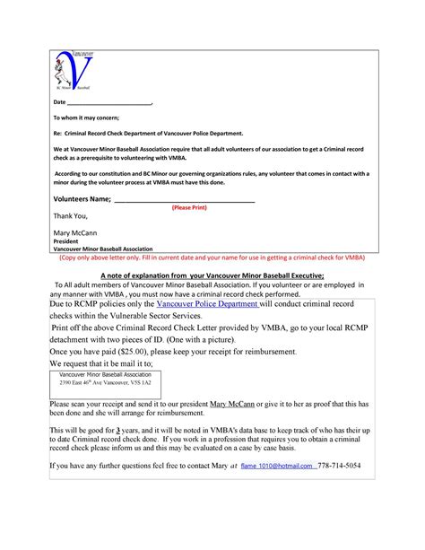 VMBA Criminal Record Check Volunteer letter.pdf | DocDroid