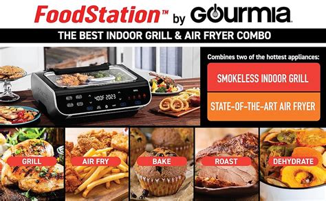 Gourmia Smokeless Indoor Grill & Air Fryer raclette grill with Smoke Extracting Technology for ...